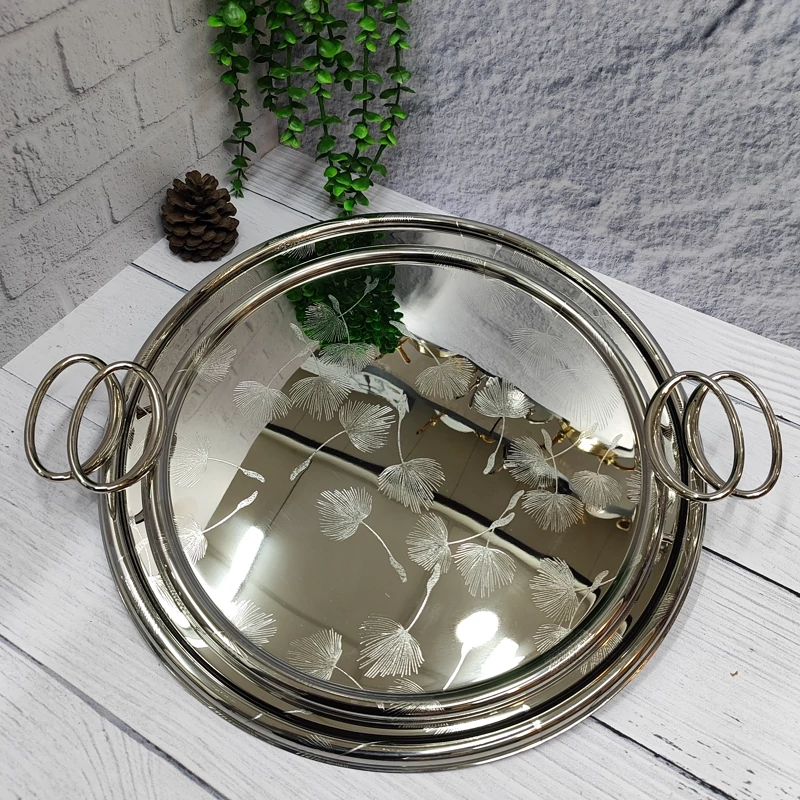 سینی پذیرایی جفتی استیل گرد برند(یونی هوم)