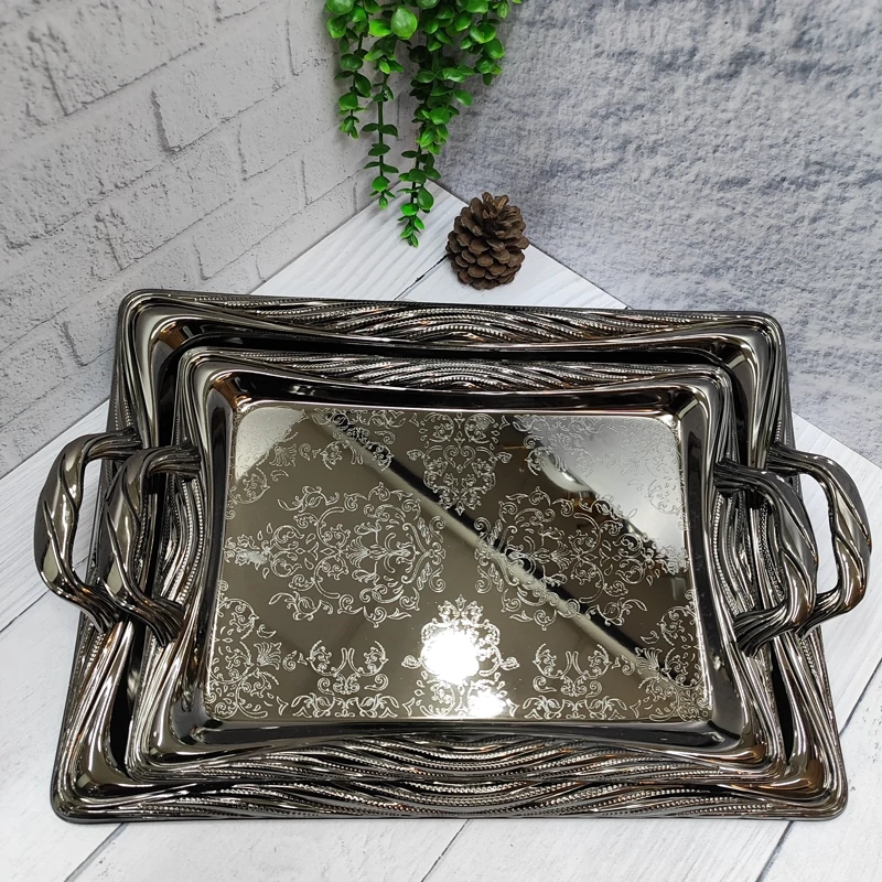 سینی پذیرایی فلزی جفتی دودی(یونی هوم)