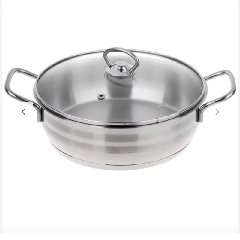 تابه استیل دو دسته سایز 28(دستی لوکس)