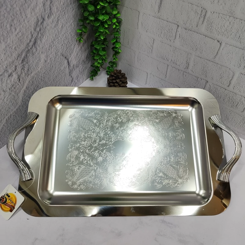 سینی پذیرایی استیل ضخیم سایز بزرگ