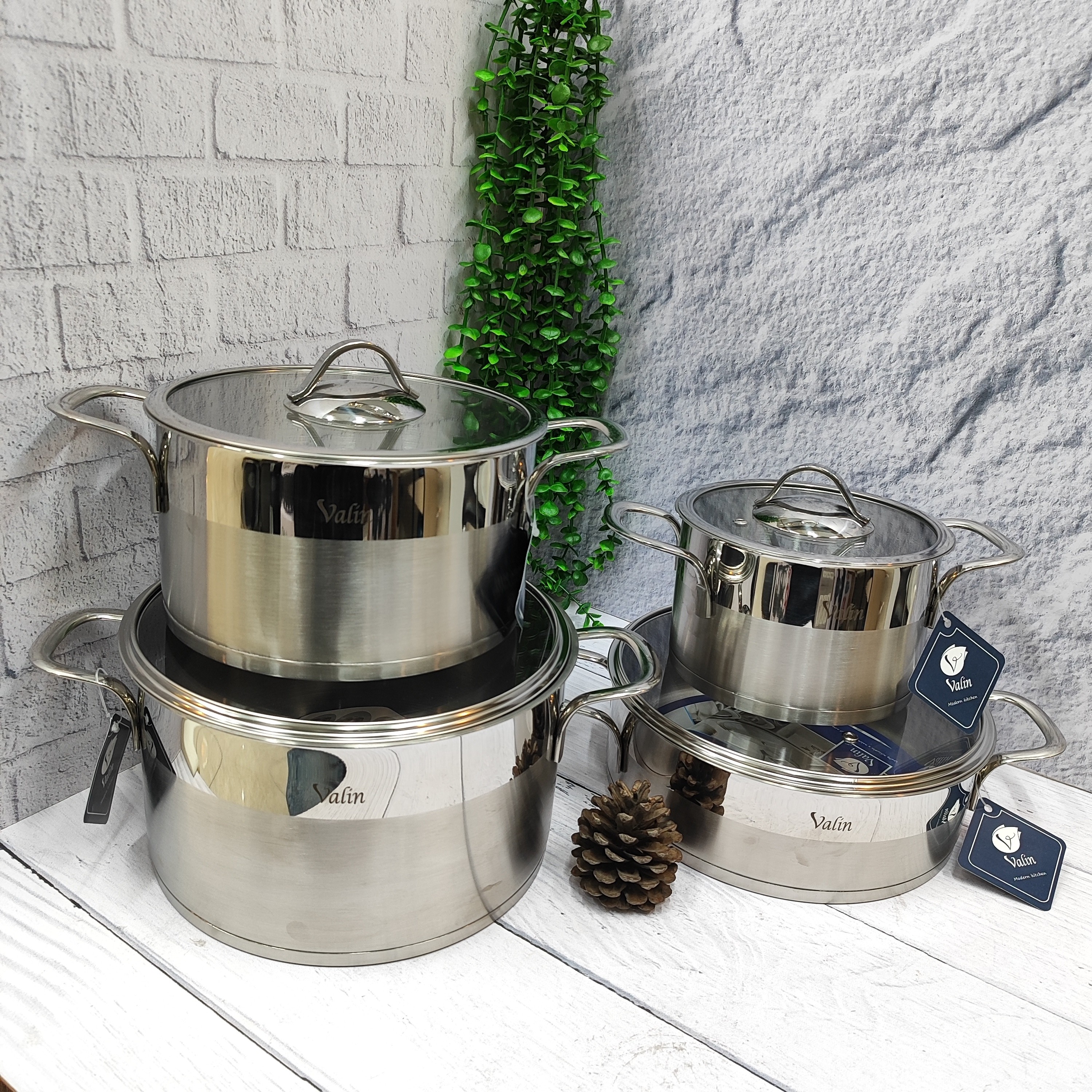 سرویس قابلمه استیل 8پارچه طرح فلت(والین)