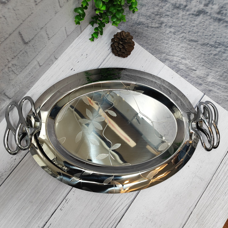 سینی استیل پذیرایی جفتی بیضی(وینکس)