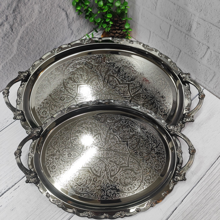 سینی پذیرایی جفتی دودی بیضی(وینکس)