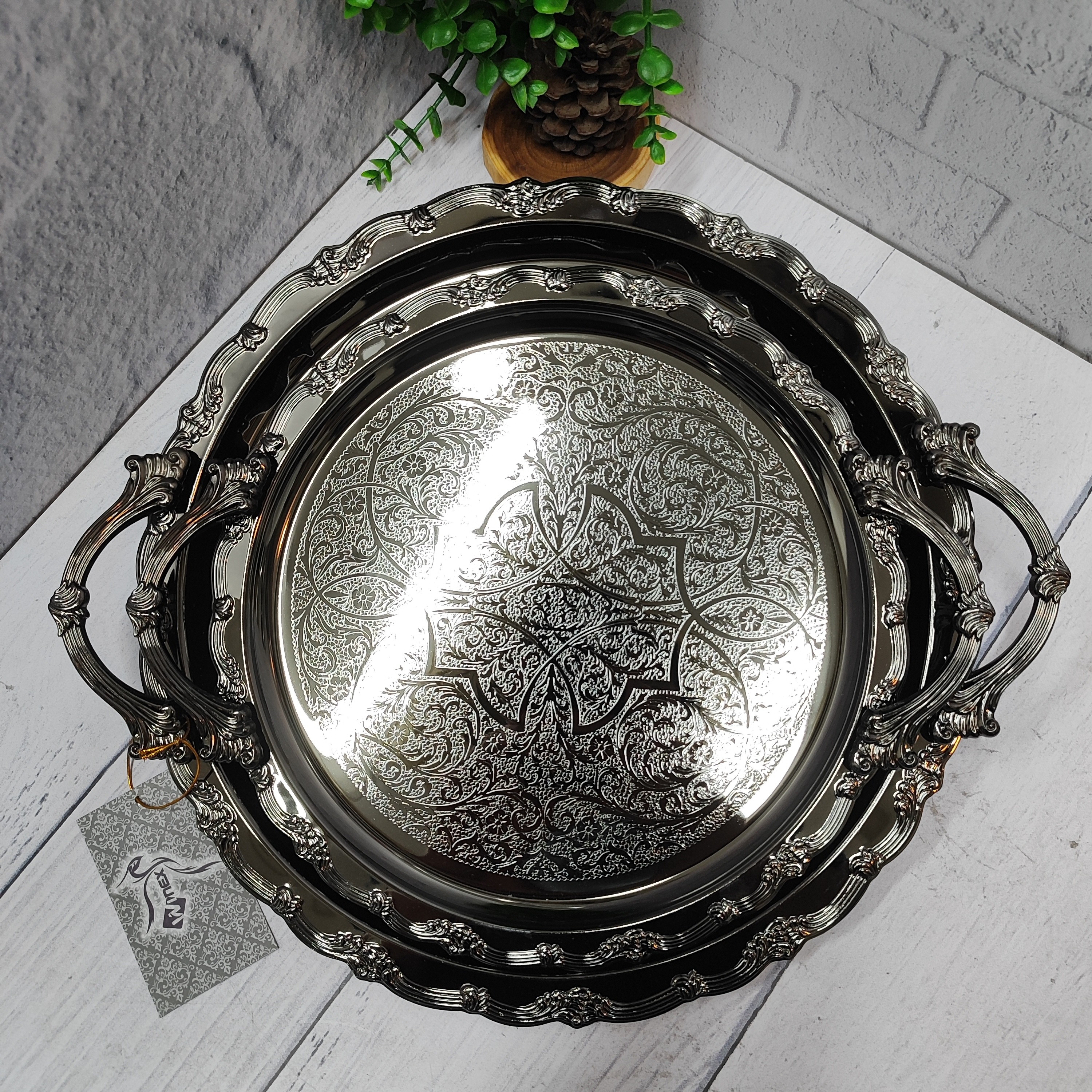 سینی پذیرایی جفتی دودی گرد(وینکس)