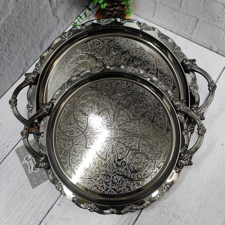 سینی پذیرایی جفتی دودی گرد(وینکس)