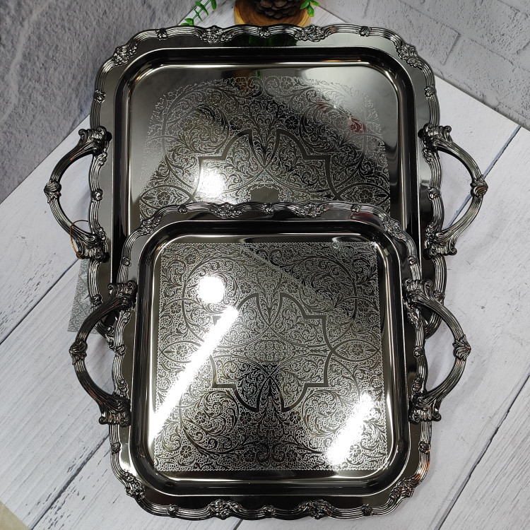 سینی پذیرایی جفتی مربعی دودی(وینکس)