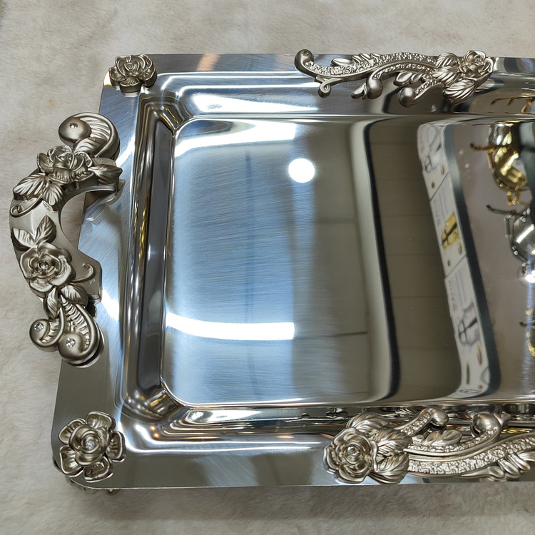 سینی استیل پذیرایی بزرگ پایه دار(نگار)