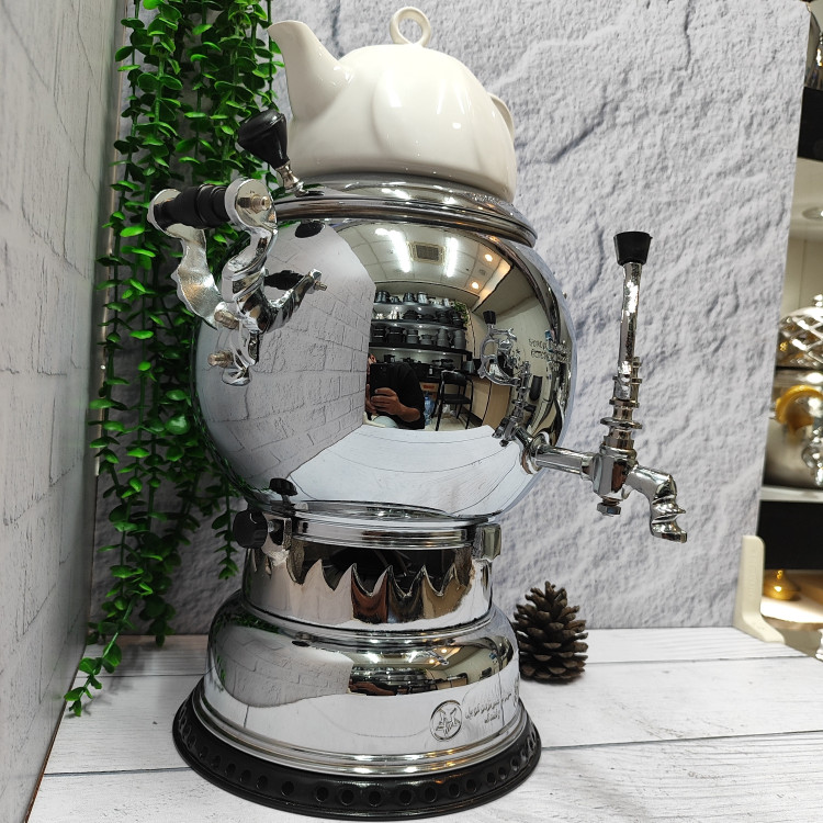 سماور گازی برنجی ترموکوبل دار کروی (آذرخش)