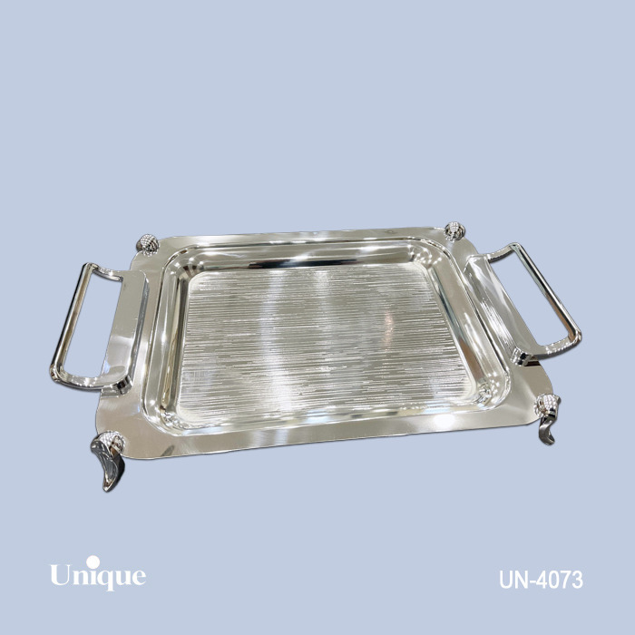 سینی براق استیل پایه دار کوچک73(یونیک)