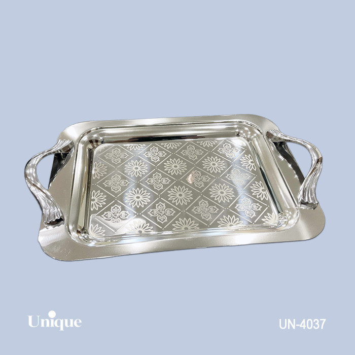 سینی براق استیل بدون پایه کوچک37(یونیک)
