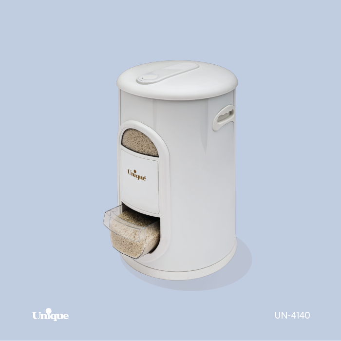 سطل برنج 10 کیلویی پیمانه دار سفید(یونیک)