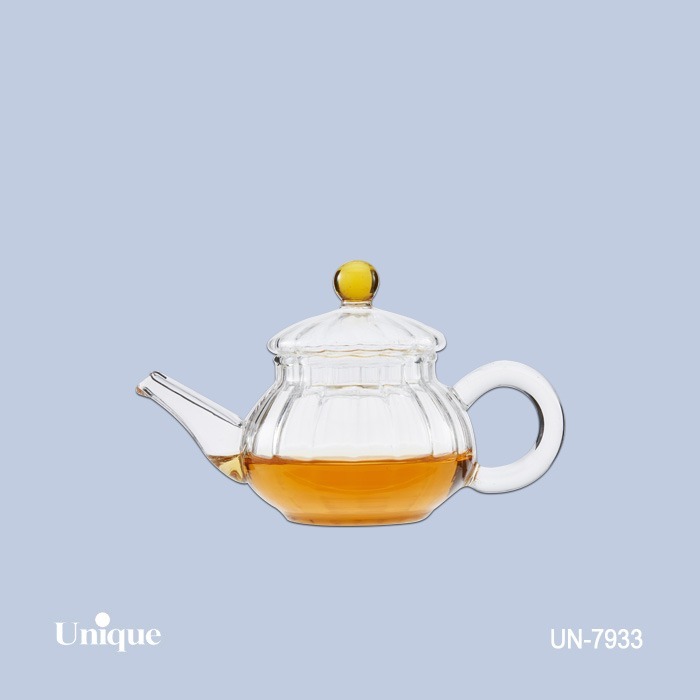 قوری زعفران خطی -درب شیشه ای(یونیک)