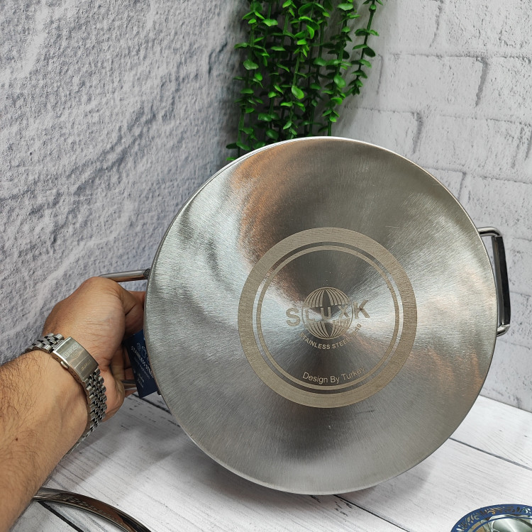 تابه استیل سایز 24دودسته فلت(اس لوکس)