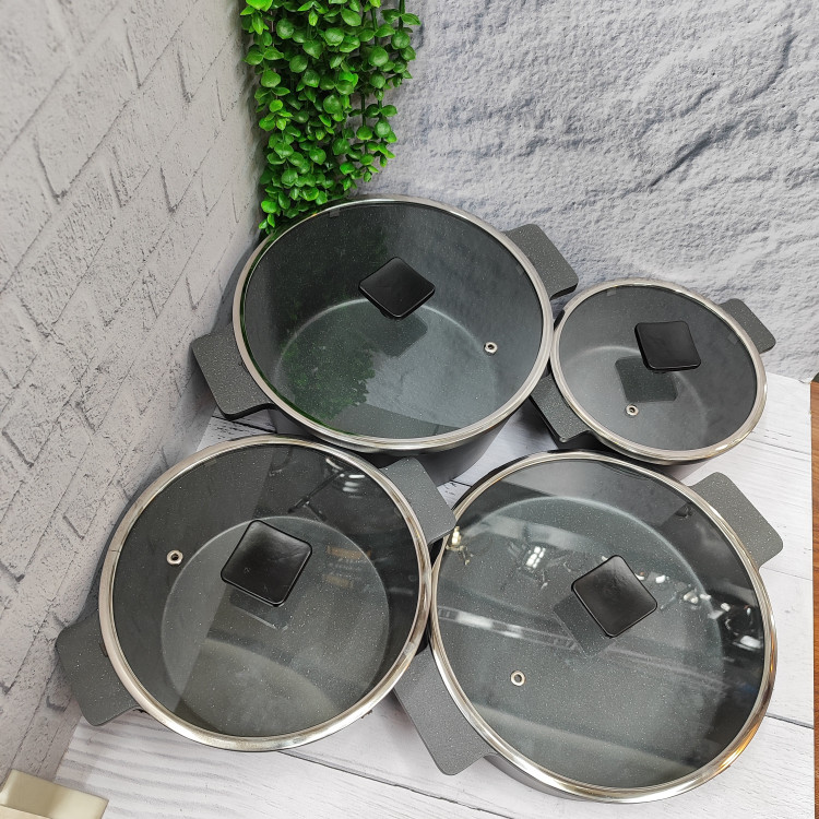 سرویس قابلمه چدن گرانیت 8پارچه (ای ام دی)
